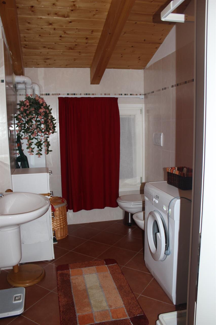 Red bathroom apartment