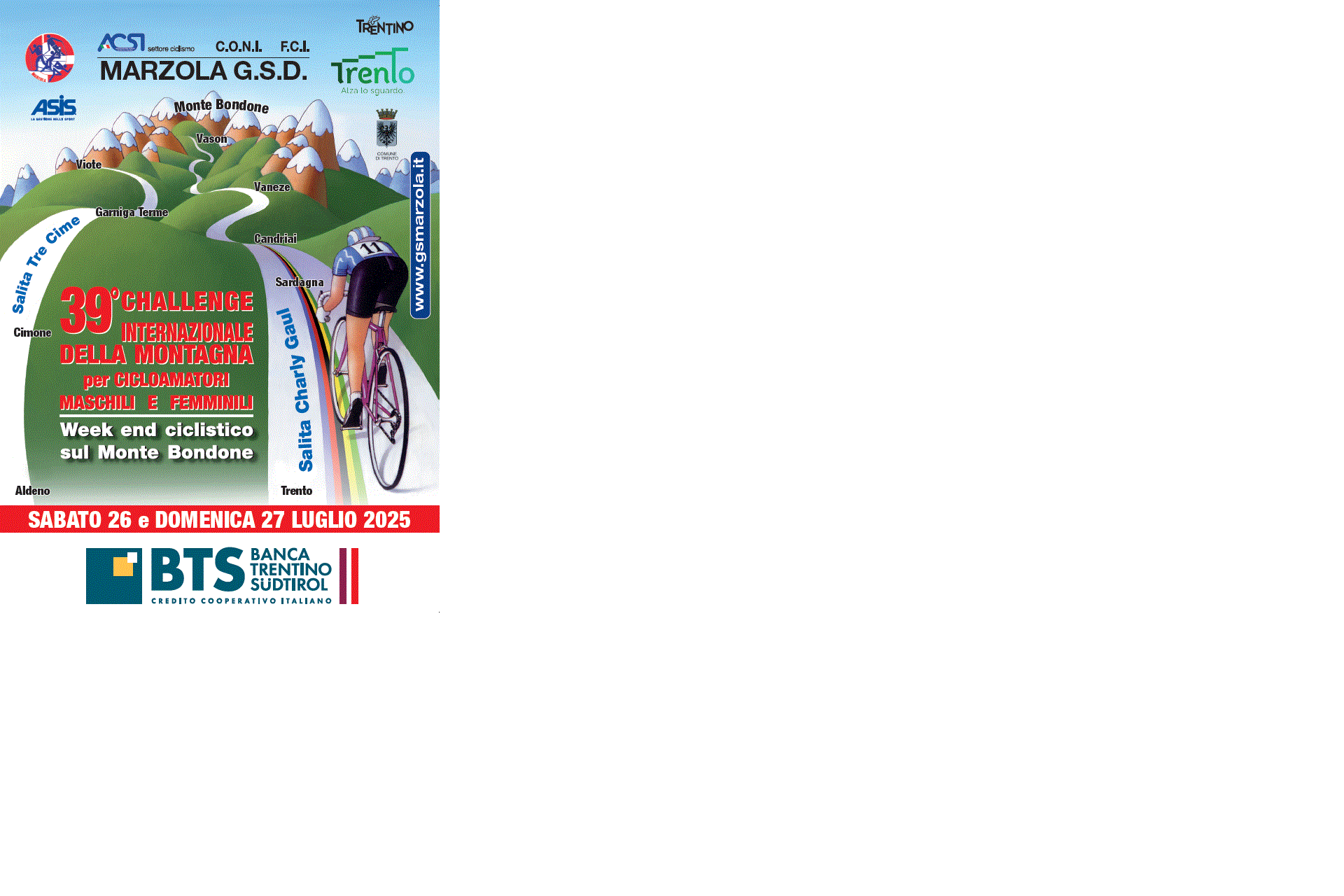 39a Challenge Internazionale della montagna per cicloamatori maschili e femminili - Weekend ciclistico sul Monte Bondone