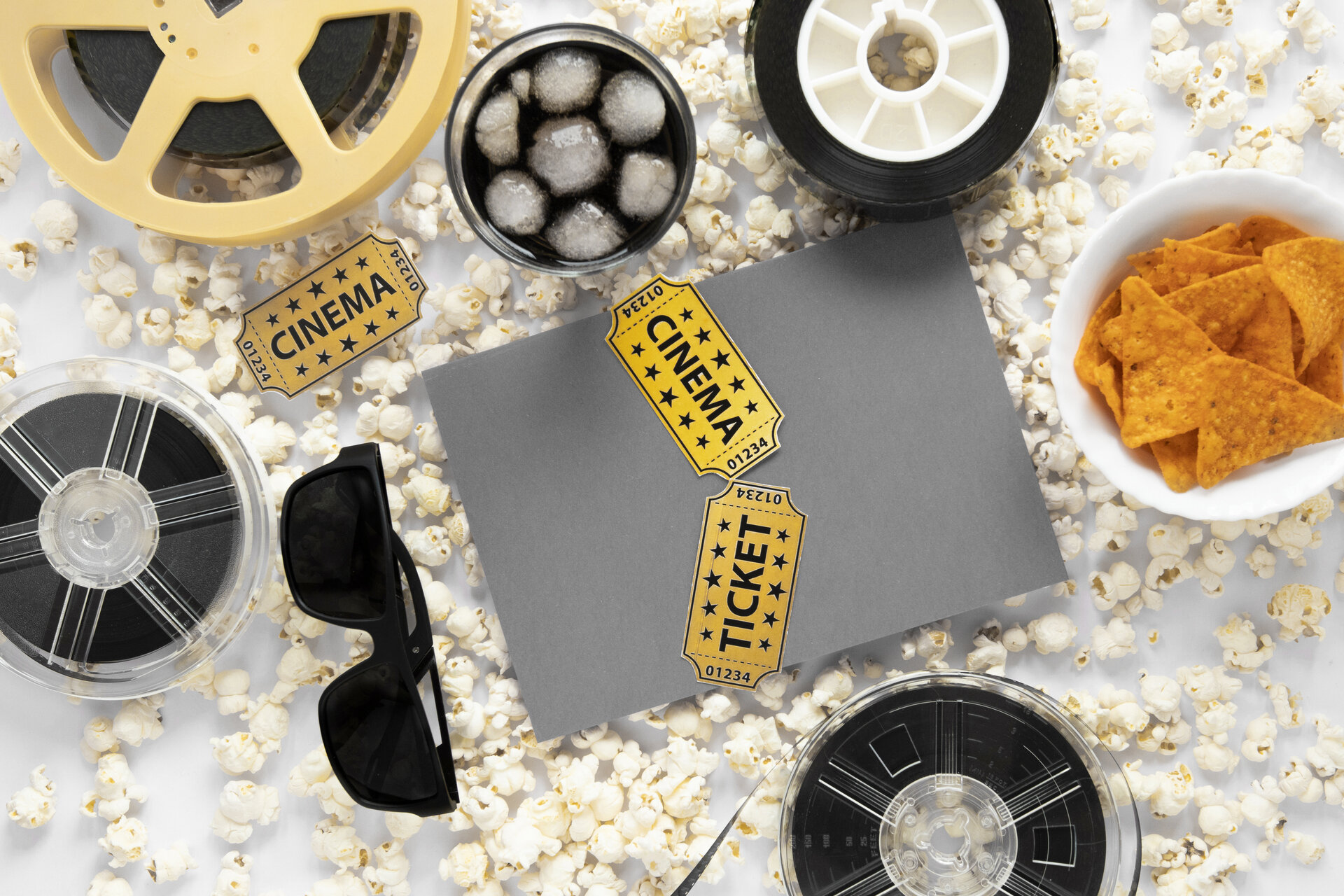 Content Dam Org 7 Images Full Rights Eventi Baselga Di Pine Cinema Baselga Composizione Negli Elementi Del Film Di Vista Superiore Su Fondo Bianco