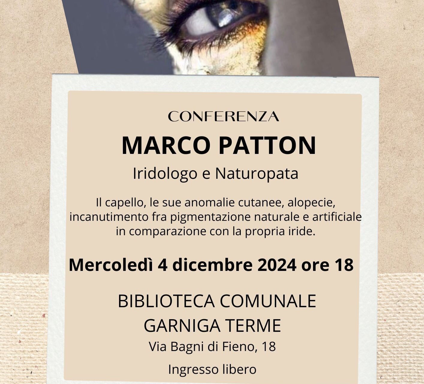 Conference with Marco Patton - Garniga Terme