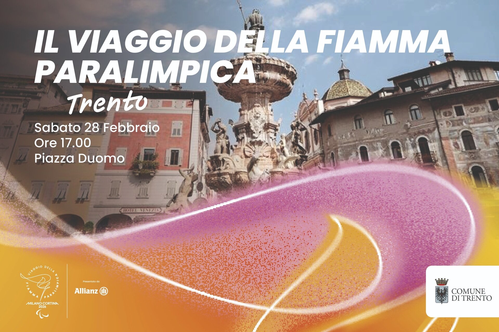 Il passaggio della Fiamma Paralimpica a Trento sabato 28 febbraio 2026