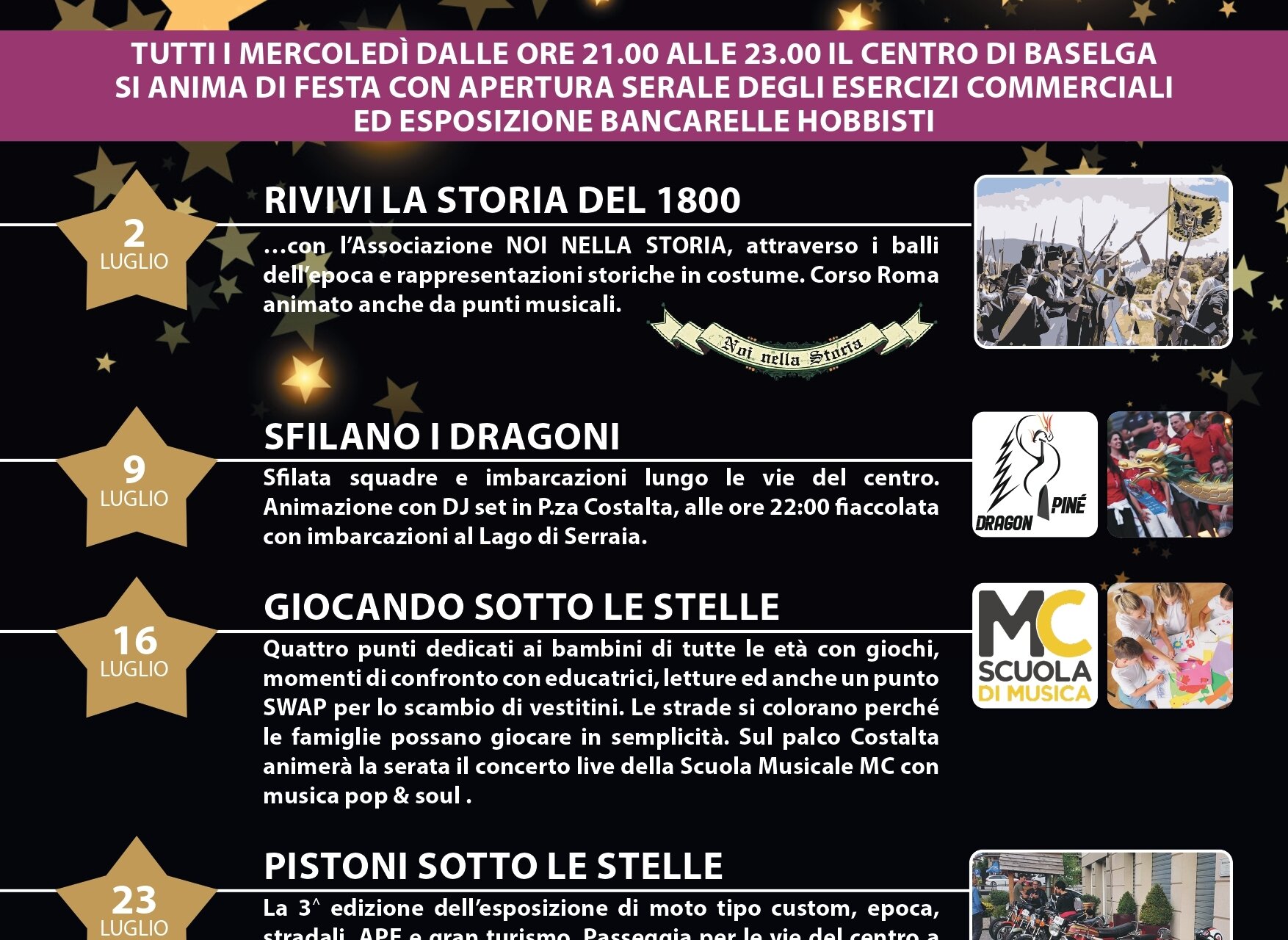 "Piné under the stars" review of concerts and events in the square