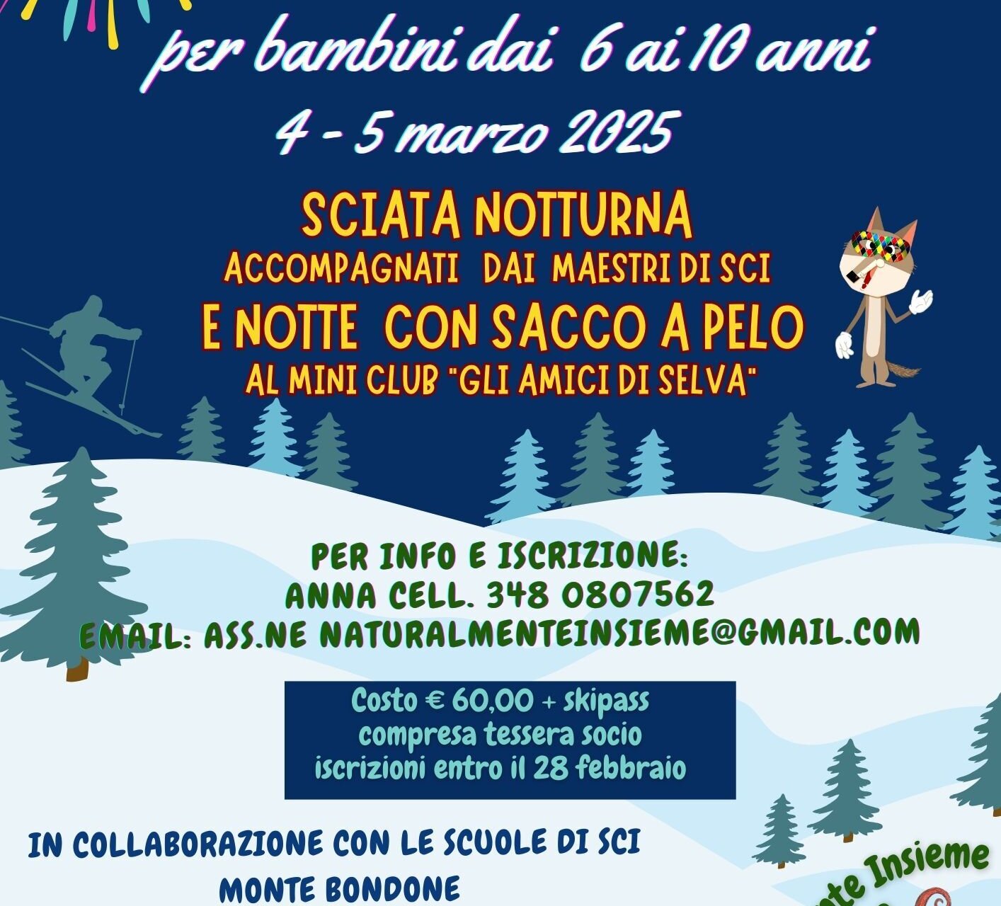 Sciata in notturna e notte con sacco a pelo - Carnevale sulla neve - Monte Bondone
