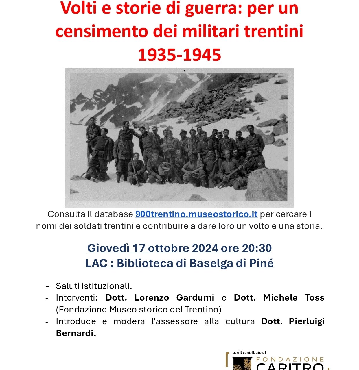 Faces and stories of war: for a census of the Trentino military (1935-1945)